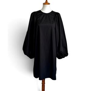 H&M Black Balloon Sleeve Shift Mini Dress Size Small